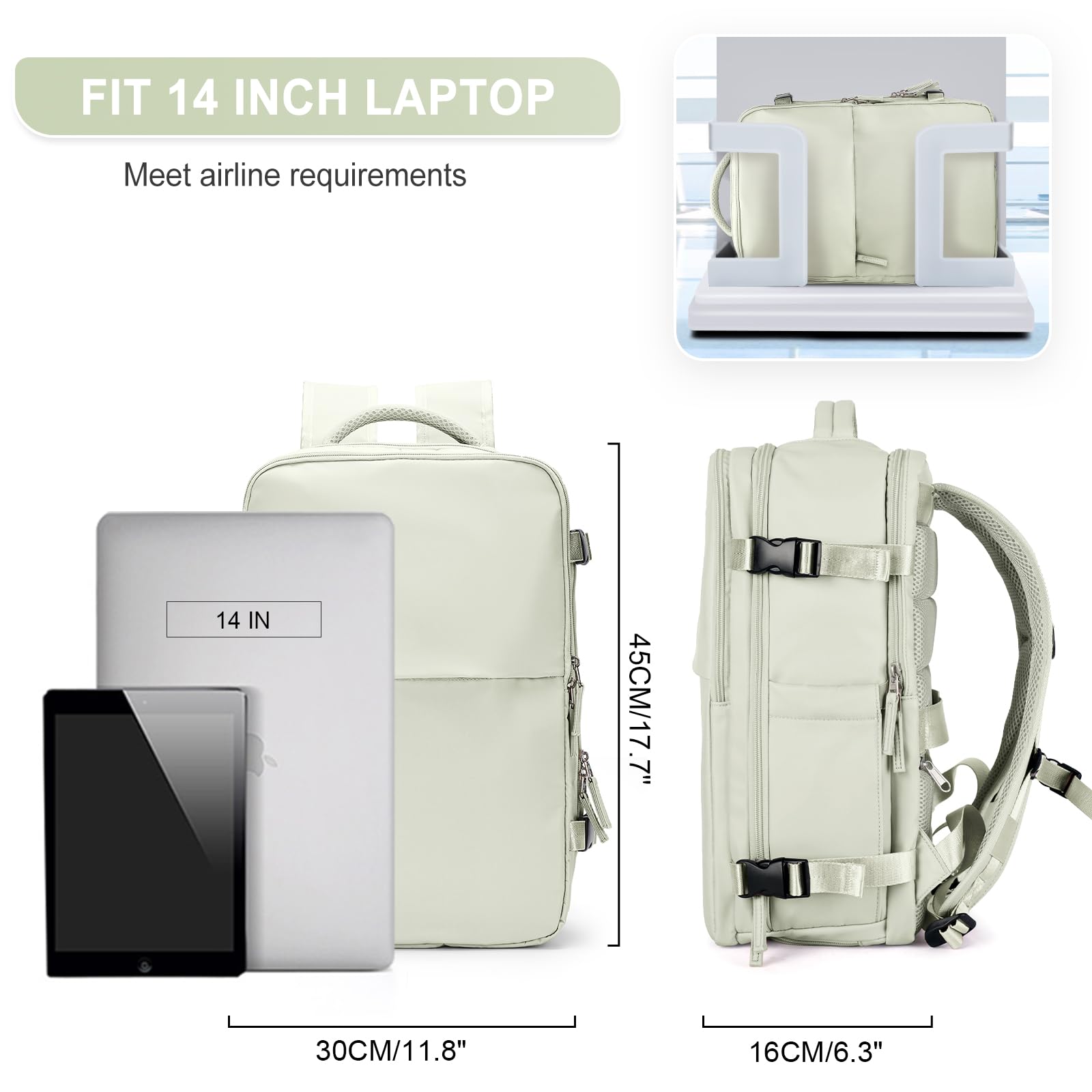 Zaino Bagaglio a Mano Ryanair 40x20x25 Zaino Aereo Borse da Cabina per Easyjet 45x36x20 Zaino da Viaggio donna con porta ricarica USB, Borsa da Viaggio aereo Zaino Computer Impermeabile Casual Daypack