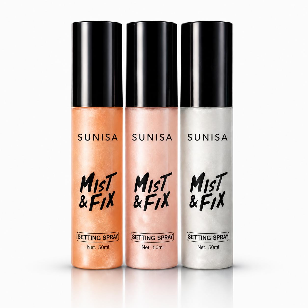 SUNISA Mist & Fix Setting Spray, 50ml, Pack of 3, Shimmer Finish, Peach, Rose Gold & Silver-image-9