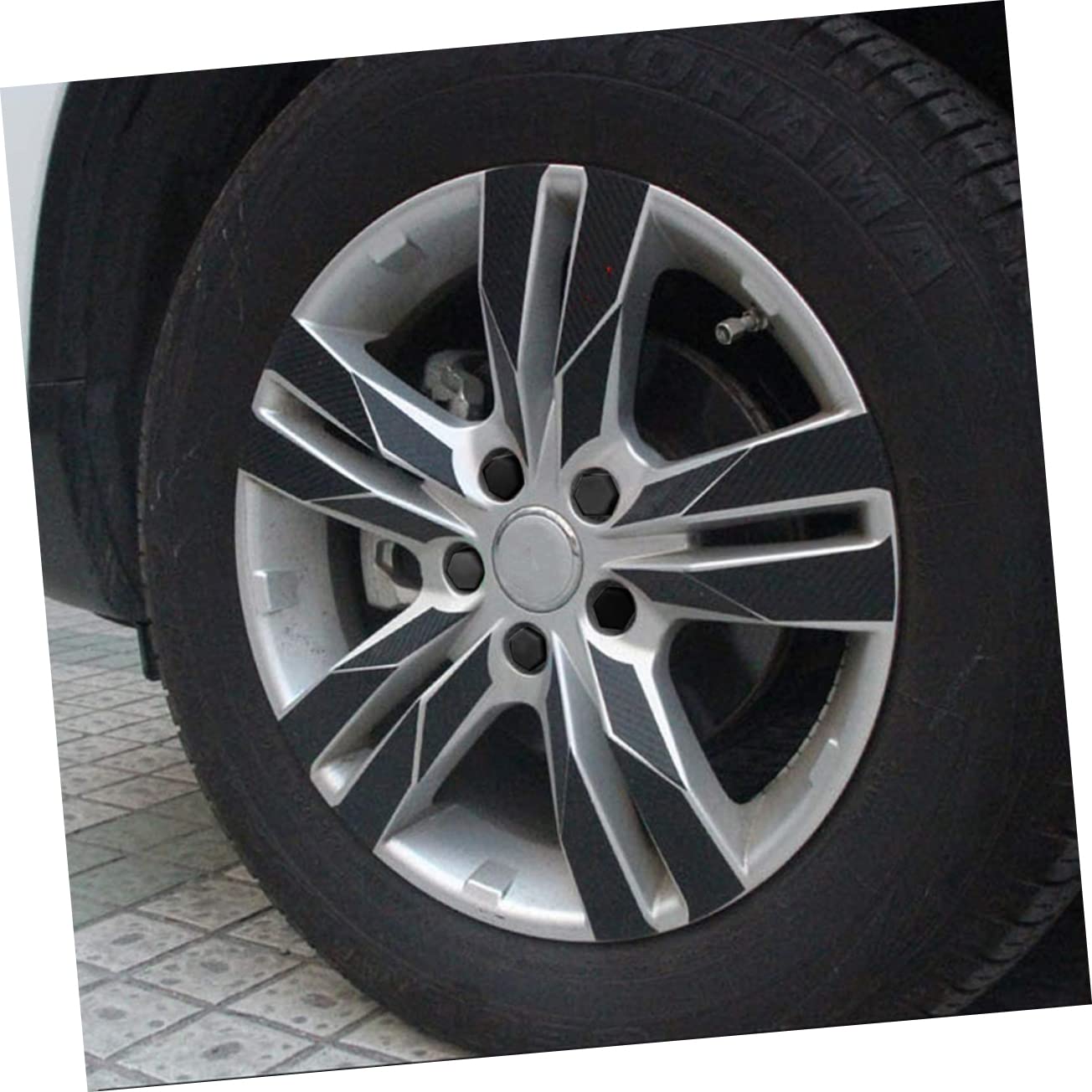 CHILDWEET Set of 40 Black Plastic Hexagon Socket Tire Nut Covers for Wheel Bolts 2 Clips Protection Decorative