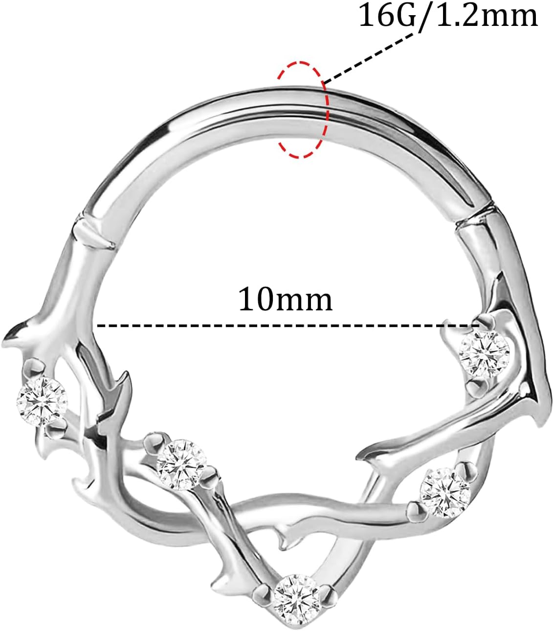16G Septum Rings, 8mm 10mm 316L Stainless Steel Nose Ring Hoop, Vine Shaped Cartilage Earrings for Women, Tragus Helix Rook Daith Body Piercing Jewelry - Image 2