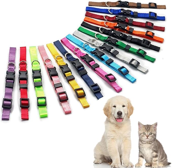 Puppy ID Collars,15 PCS Identification Soft Nylon Puppy Collars
