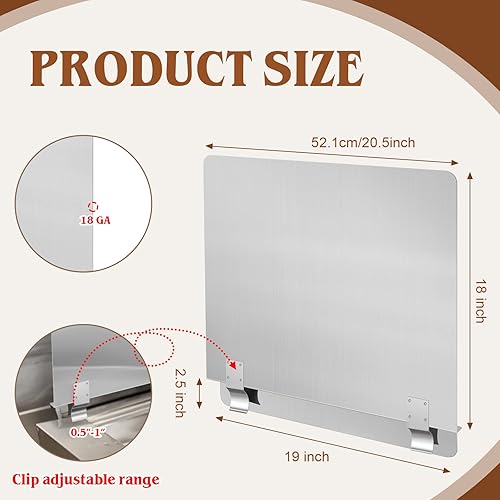 Miniatura 2 de Protector de salpicaduras de acero inoxidable para freidora comercial, 20-12 pulgadas de ancho x 18 pulgadas de alto, herramienta de salpicaduras