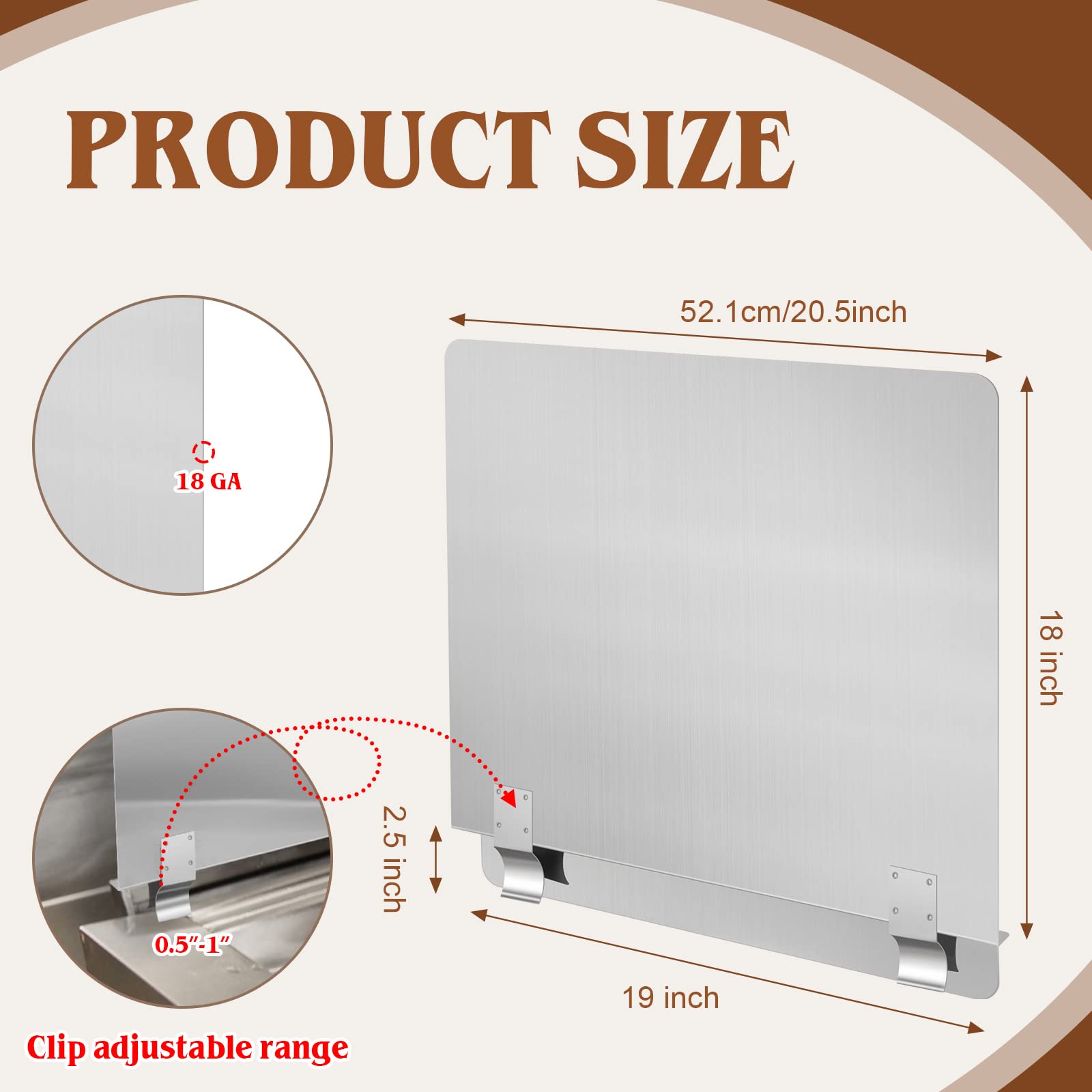 Stainless Steel Commercial Deep Fryer Splash Guard 20-1/2