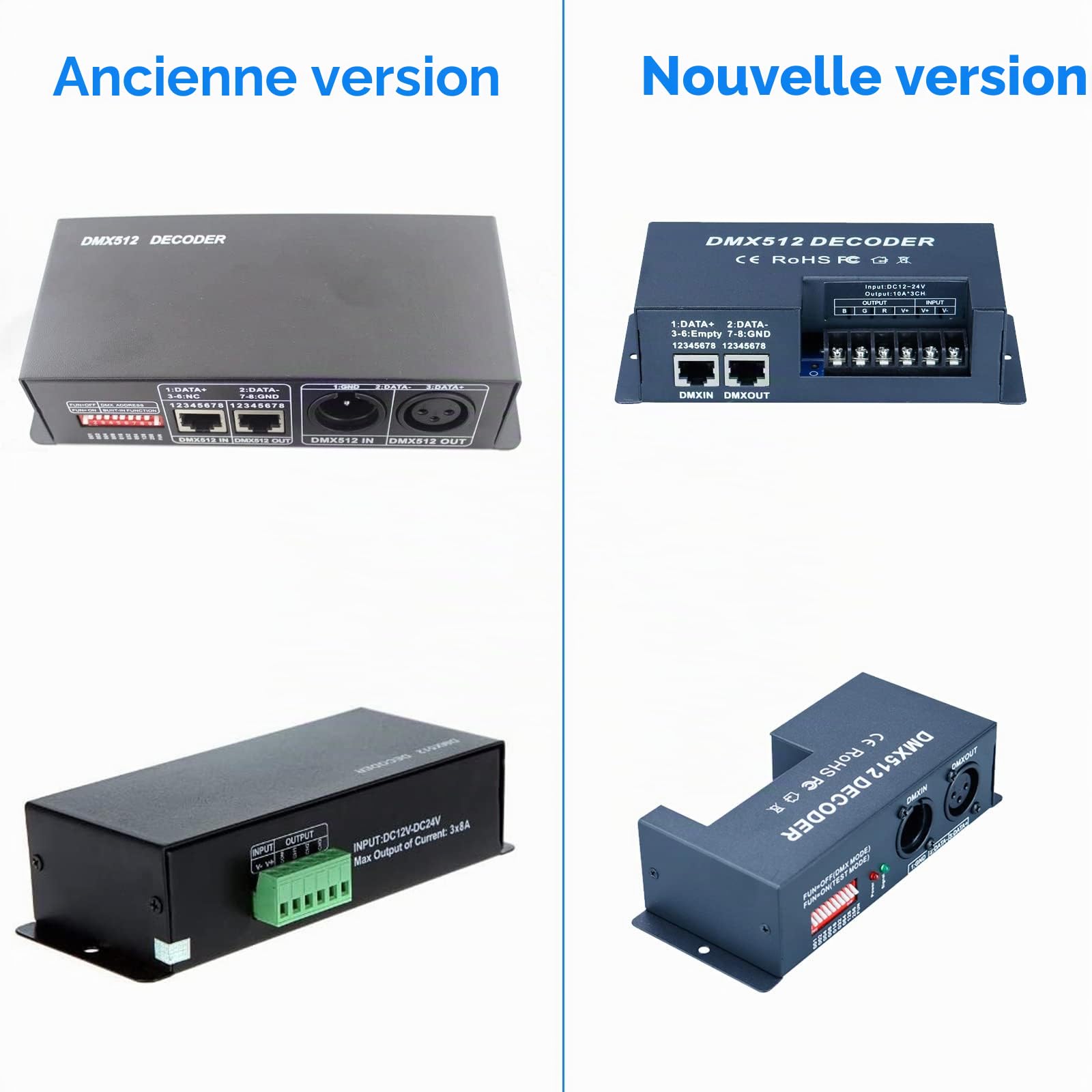 JOYLIT DC 12V 24V 4 Canal 4x4A DMX512 Décodeur LED Contrôleur pour LED RGBW 5050 3528 LED Lampe bande