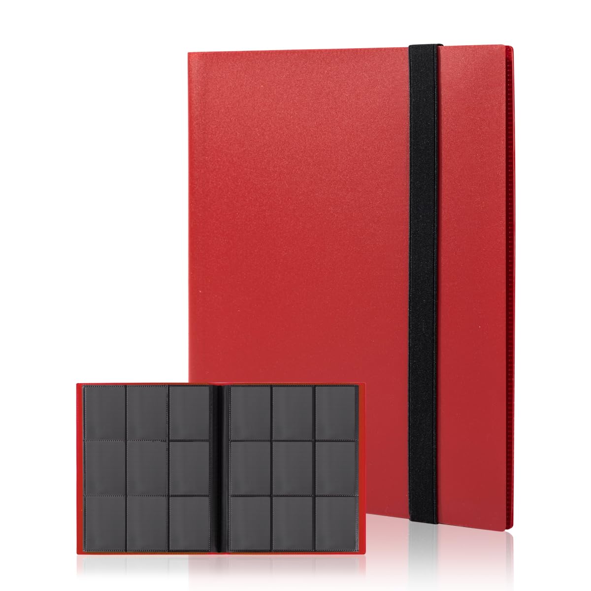 efunkdog Card Binder, 9 Pocket Trading Card Album Folder, 360 Side Loading Pocket Binder for TCG, Sport Cards (Red)