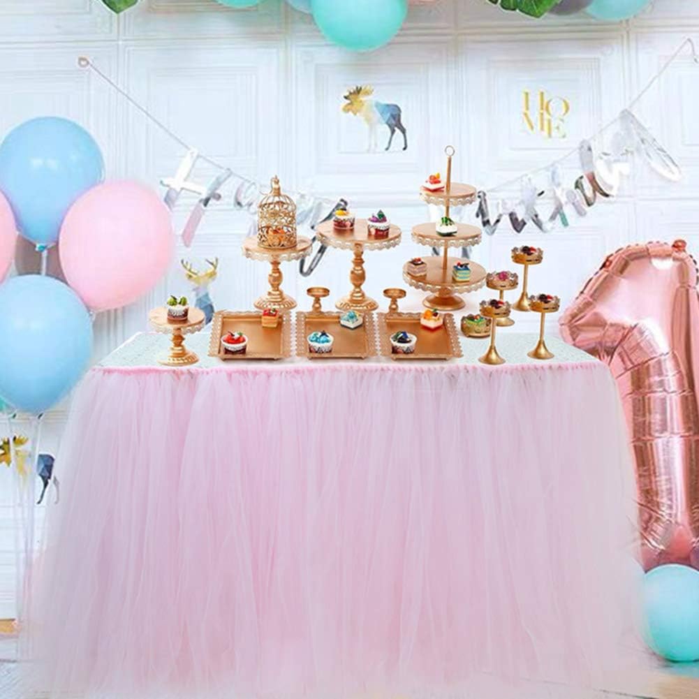 SUMMER RAIN Handmade Tulle Table Skirt Tutu Table Cover Decor for Princess Party Wedding Baby Shower