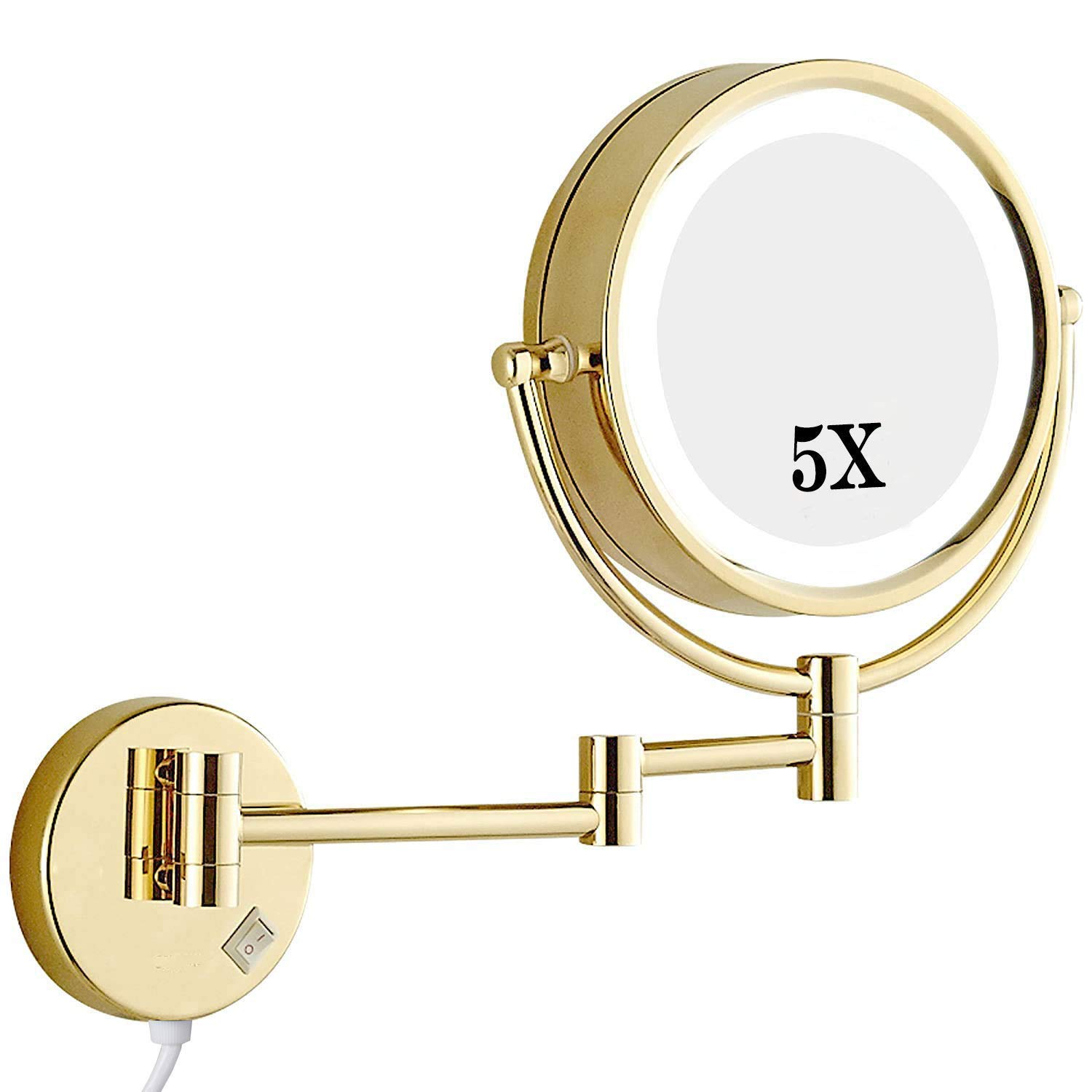 Miroir de salle de bain grossissant 5x à fixer au mur pour soin du visage quotidien