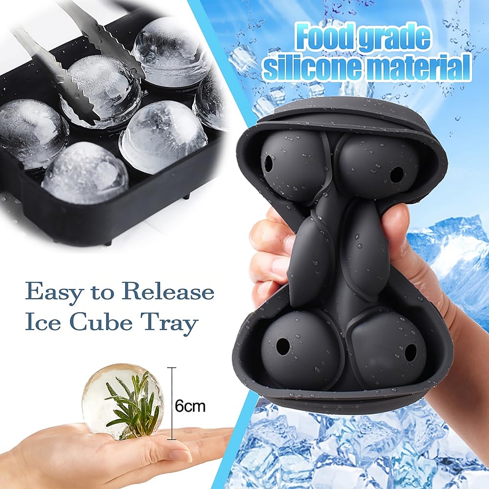 Eiswürfelformen, 2 Stück, große Eiswürfelformen, große Eiswürfel leicht zu entfernen, große Eiswürfelform für Gefrierschrank, 6 Gitter große Eiswürfelform für Cocktail und Whiskey, große Eiswürfelform
