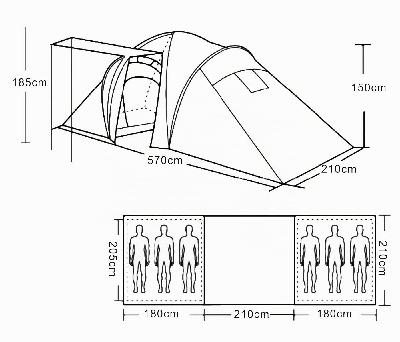 Mendler 6-Mann Campingzelt Loksa-AM - grün | Zelt, Kuppelzelt, Igluzelt, Festival-Zelt, 6 Personen