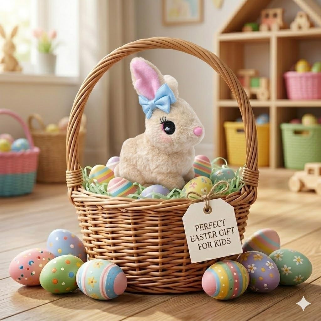 Easter Bunny Toy,Rabbit Interactive Hopping Electronic Pet Plush Bunny Toy with Sounds and Movements Animated Walking Wiggle Ears Twitch Nose Easter Gift for Kids (Brown)