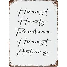 Tin Sign Vintage Metal Poster, Aluminum Wall Hanging Art Decor for Farmhouse Bars, Restaurants, Cafes Pubs, 16"x12", Honest Hearts Produce Honest Actions