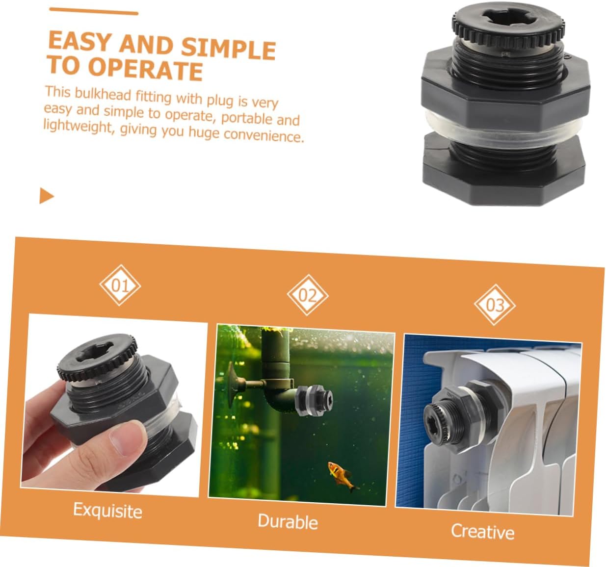 Amosfun PVC Water Tank Connector Fitting with Plug Leak Rain Barrel Adapter for Water Tanks Rain Buckets Aquariums PVC Material Seal