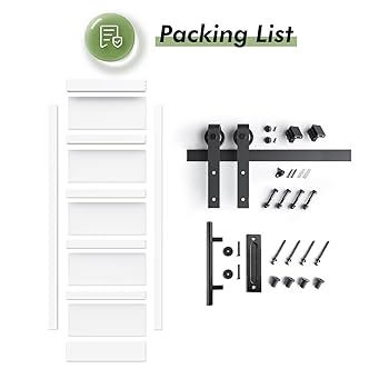 Fredbeck 36inx80in White Barn Door and 6.6FT Sliding Barn