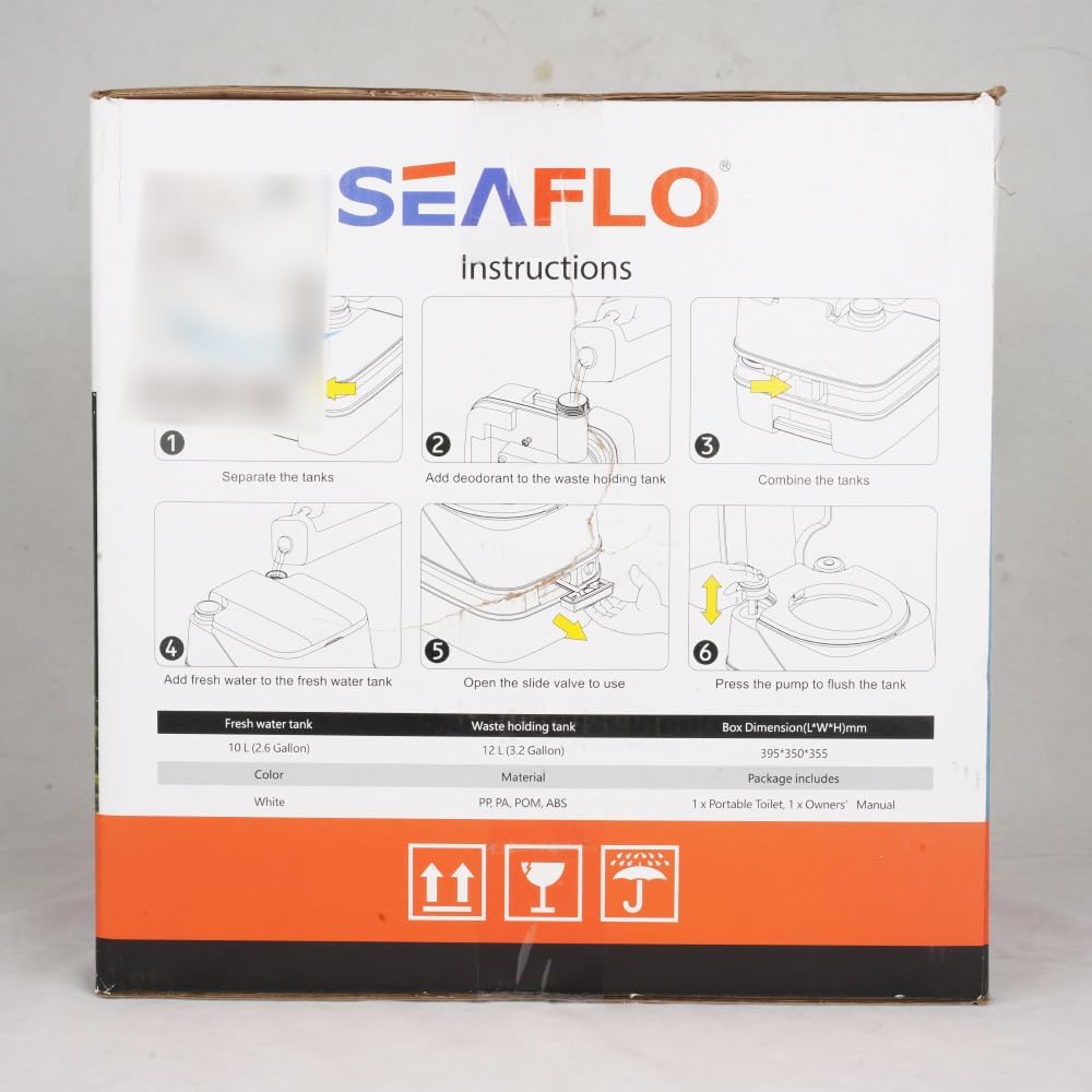 Diagram showing steps to set up the portable toilet