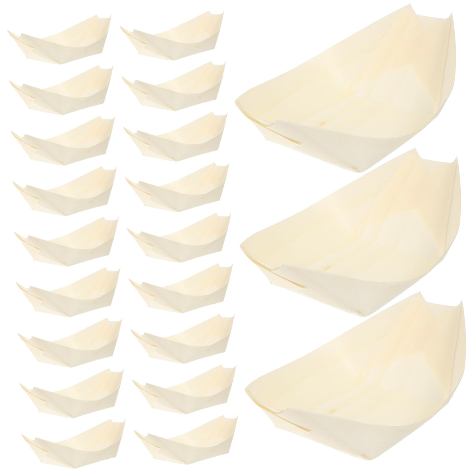 HOLIDYOYO 50pcs Wooden Kayak Sashimi Tray Platter Candle Holder Tray Sushi Boat Dish Bread Plates Fast Food Serving Tray Sushi Boat Plates Food Serving Boats Sushi Serving Plates Food Trays