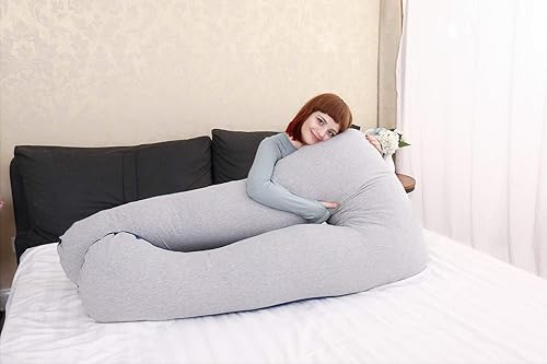 Miniatura 7 de Almohada Moon Pine de embarazo, con forma de U, almohada de cuerpo entero en forma de U para soporte de maternidad, almohada para dormir, con funda