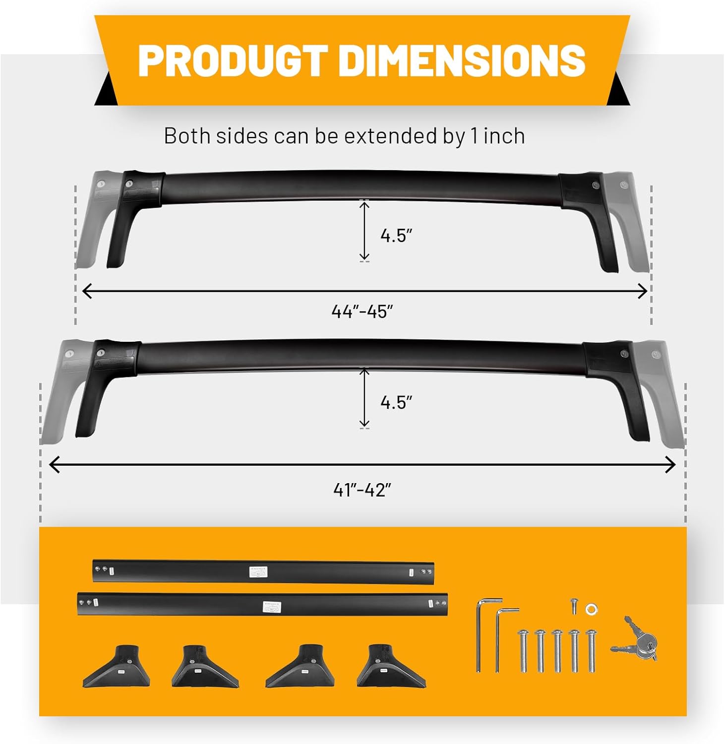 Roof Rack Cross Bars Compatible with Toyota RAV4 2019-2025(Not fit for LE/Adventure/TRD Off-Road/Hybrid Woodland) 260lbs Heavy-Duty Aluminum Crossbars