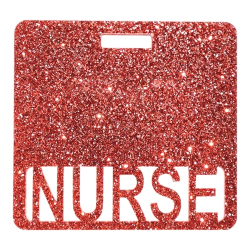 Badge d'infirmière paillettes cuivrées porte carte identité carré 8,6x8cm