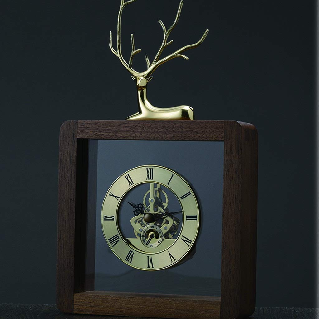 Saturey Tischuhren Simple Style Kaminuhr/moderner Haushalt Tischuhr / 11 Zoll braun Standuhr/Wohnzimmer Flur Platz Clock Deko Uhren