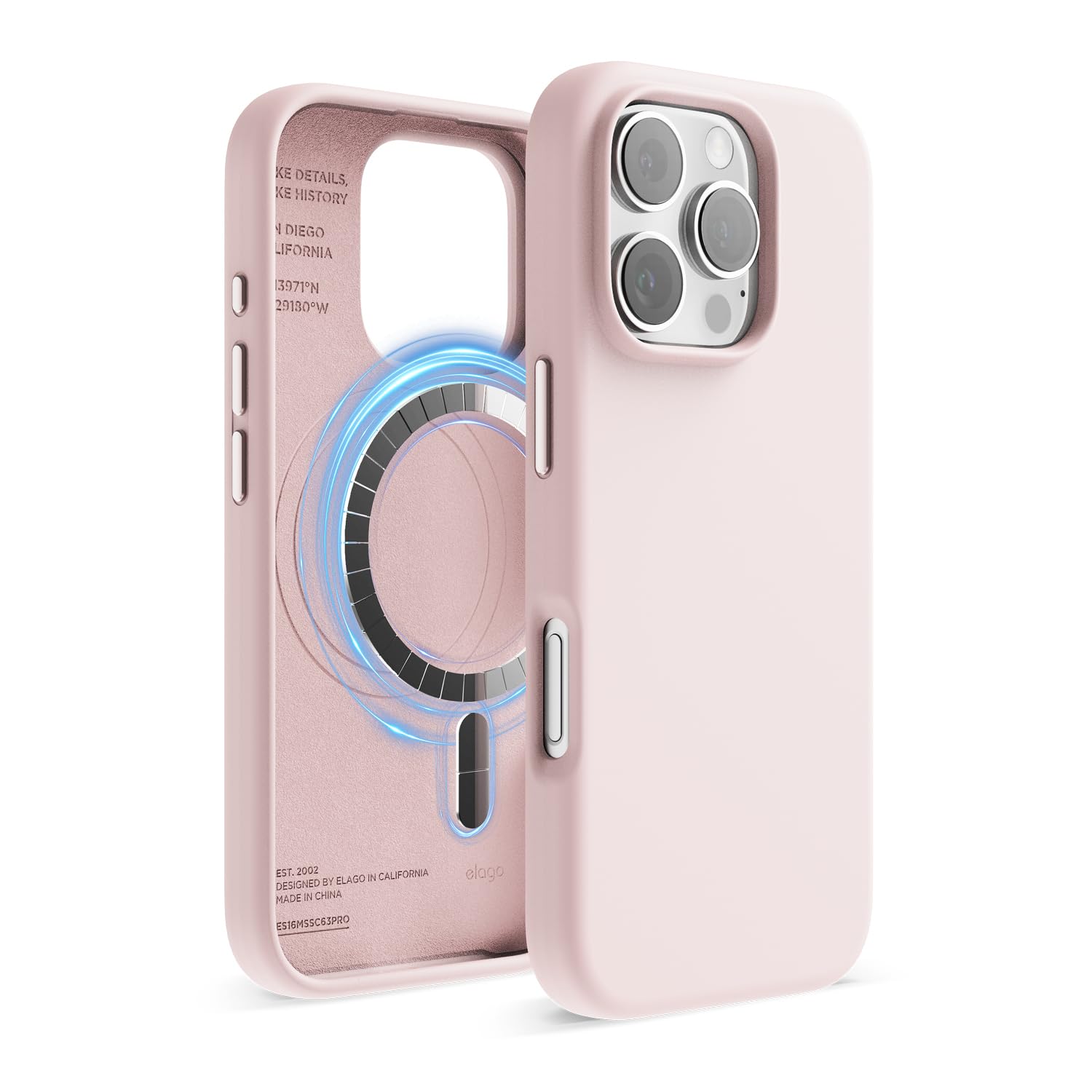 elago Cover Magnetica in Silicone Compatibile con iPhone 16 Pro Cover 6.3 pollici Compatibile con tutti gli accessori MagSafe - Magneti Integrati, Silicone a Presa Morbida, Antiurto (Fragola)