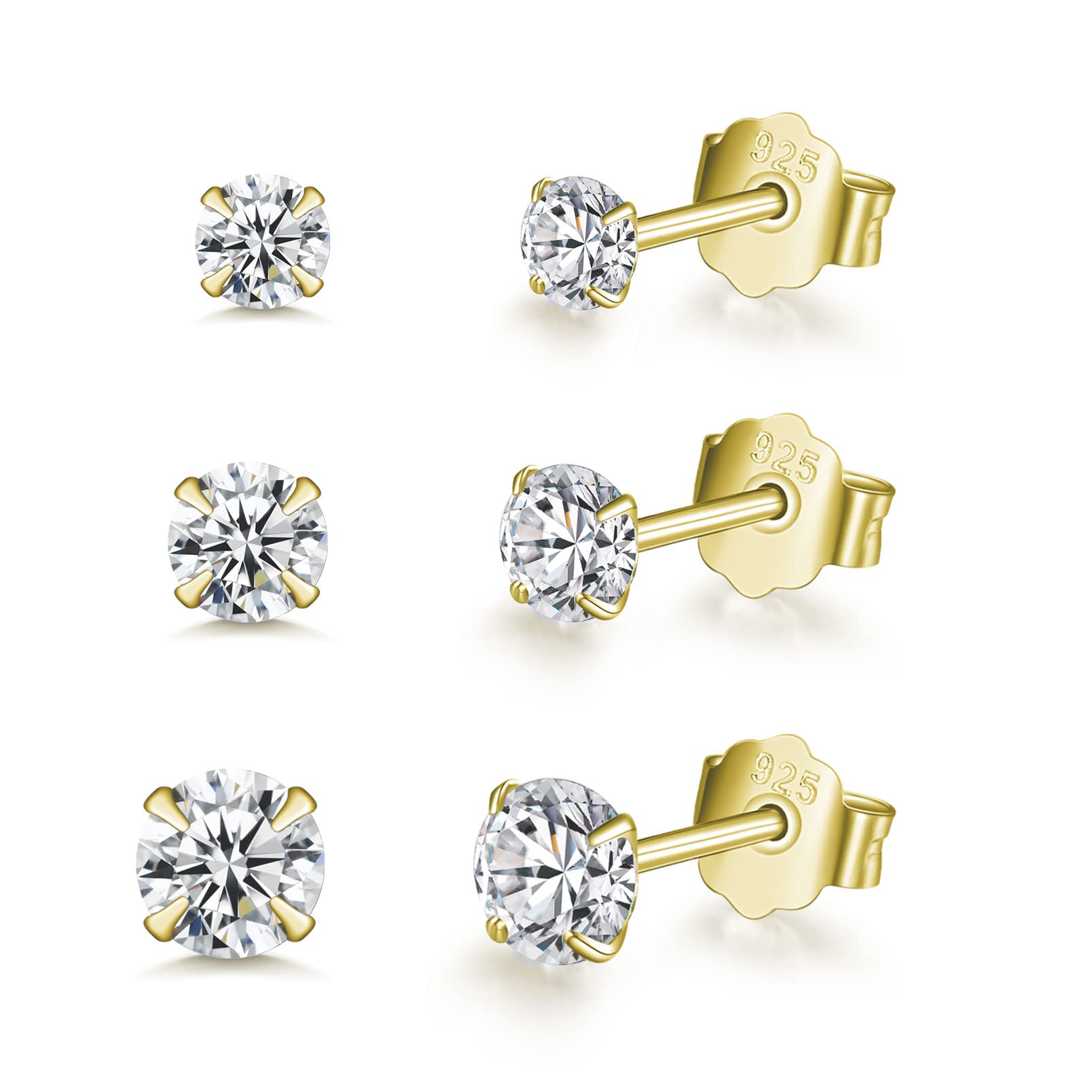 HUABOLA CALYN Silber Ohrstecker für Frauen, 925 Sterling Silber Ohrstecker Set, Hypoallergen Kleine Schlafknorpel Studs, AAAAA Clean Cubic Zirkonia Ohrstecker