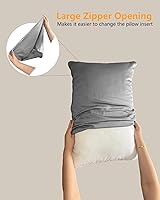 Vista 7 de Juego de 2 fundas de almohada de algodón gris con cremallera oculta, fundas de almohada ultra suaves con ribetes para un fácil cuidado, 600 hilos