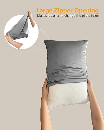 Miniatura 7 de BEDEMU Juego de 2 fundas de almohada refrescantes de tamaño King, fundas de almohada de algodón con cremallera oculta con ribetes de 20 x 36