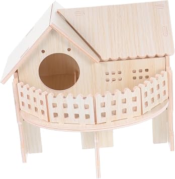 Wooden Hamster House Hideout Toy Bed Habitat Decor for Dwarf Hamsters Animals Exploring