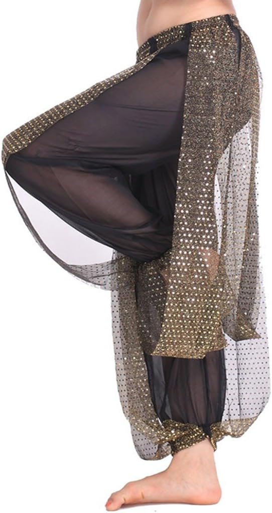 Belly Dance Harem Pants, Sequin Shiny Harem Yoga Pants India Arab Dance Bloomer Trouser