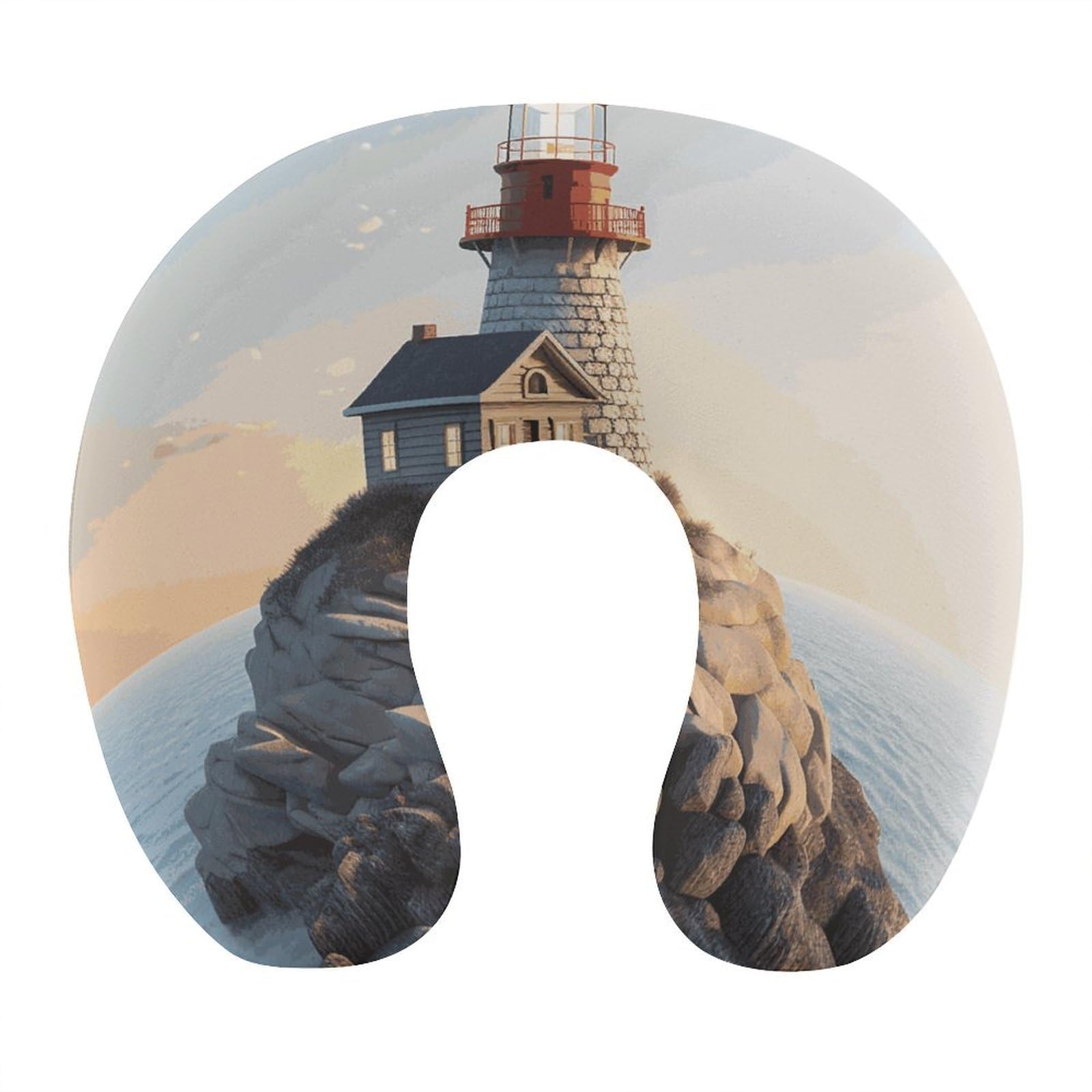 Btcowzrv Style 3D Seaside Lighthouse U Shaped Neck Pillow Travel Pillows