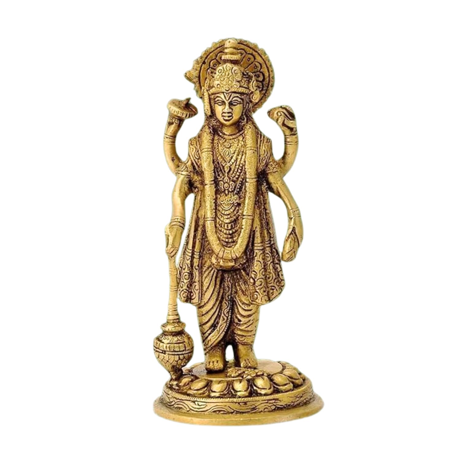 Standing Lord Vishnu Holding Club Brass Statue