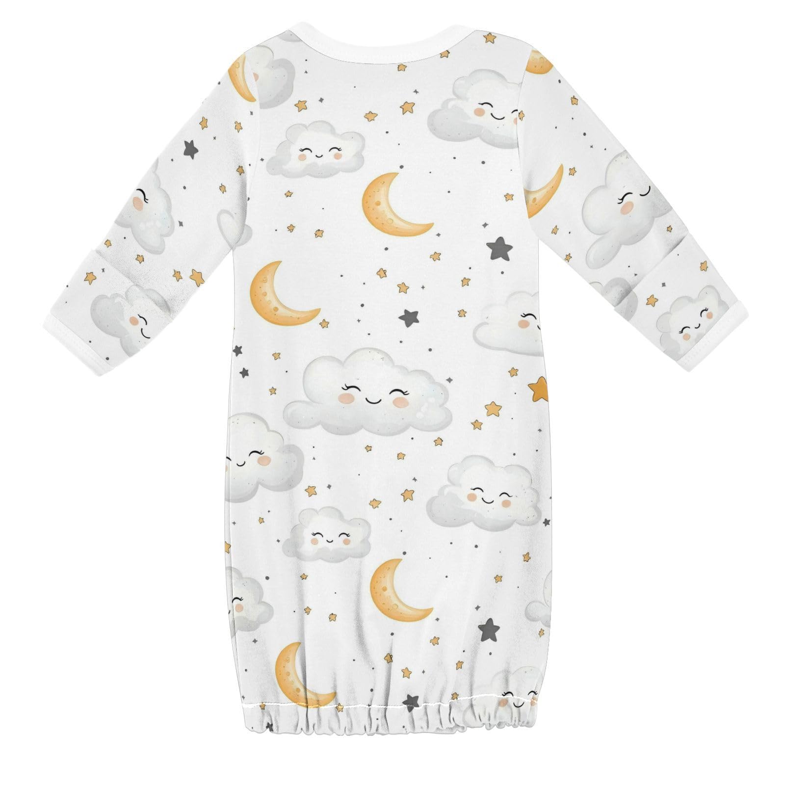 vvfelixl Baby Sleeper Gown for Newborn Boy Girls Clouds Moon Stars Infant Nightgown for 0-3 Months Multicolor
