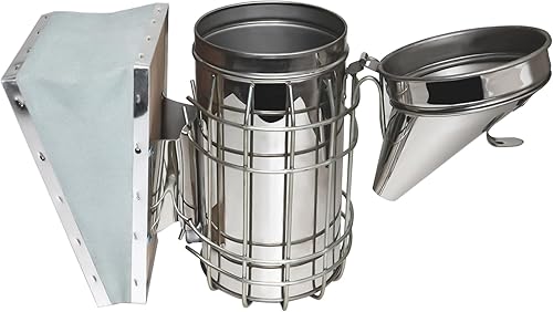 Miniatura 3 de Ahumador de colmena de abeja de acero inoxidable con escudo de calor abeja, suministros de apicultura