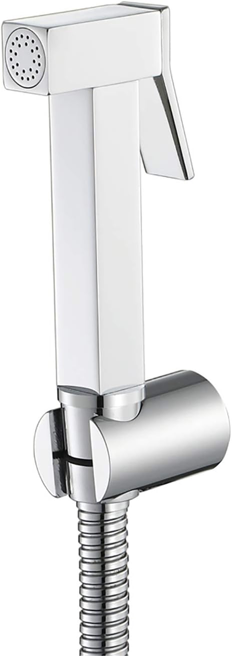 Handheld Bidet Sprayer for Toilet, Chrome Portable Cloth Diaper Sprayer Set Brass Bathroom Bidet Sprayer Kit with Holder for Personal Hygiene, Bathing Pet,PVC Hose ( Color : Stainless Steel Hose )