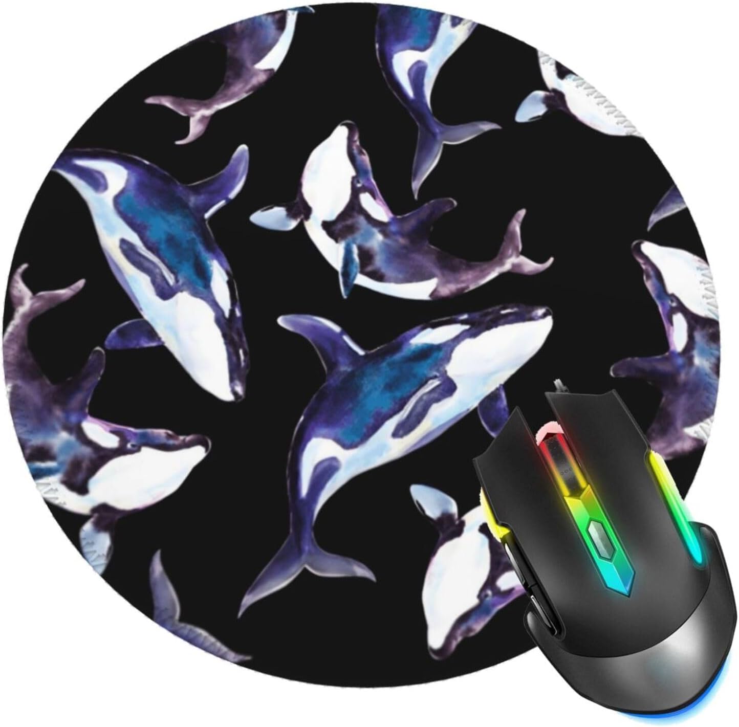 Whale Mouse Pad, Mouse Pads for Desk, Stitched Edge Mousepad with Non-Slip Rubber Base, Gaming Mouse Mat for Computer Laptop Home Office, YG4EW2