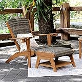 Cambridge Casual Auburn Teak Wood Padded Woven Seat Patio Lounge Conversation...