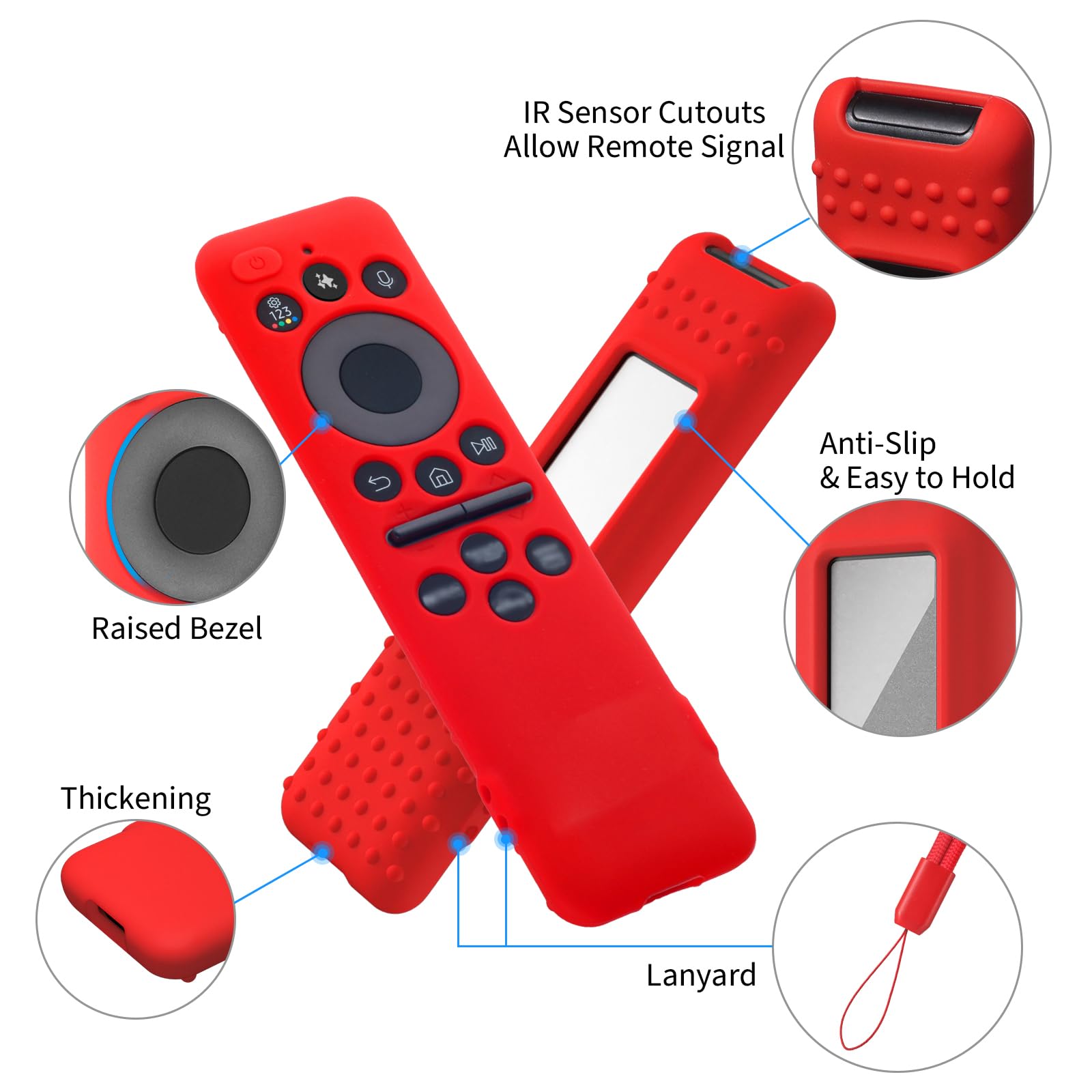 Funda Protectora de Silicona Compatible con Samsung BN59-01480A Solar Smart TV Mando Distancia 2025, AIYAAIYA Cubierta de Control para BN59-01432A BN59-01455A (Red + Black) — view 3