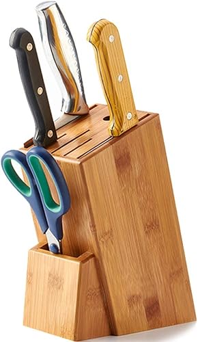 STOBAZA Bloque de cuchillos de bambú para almacenamiento de cocina soporte universal para cuchillos para encimera bloque de almacenamiento de
