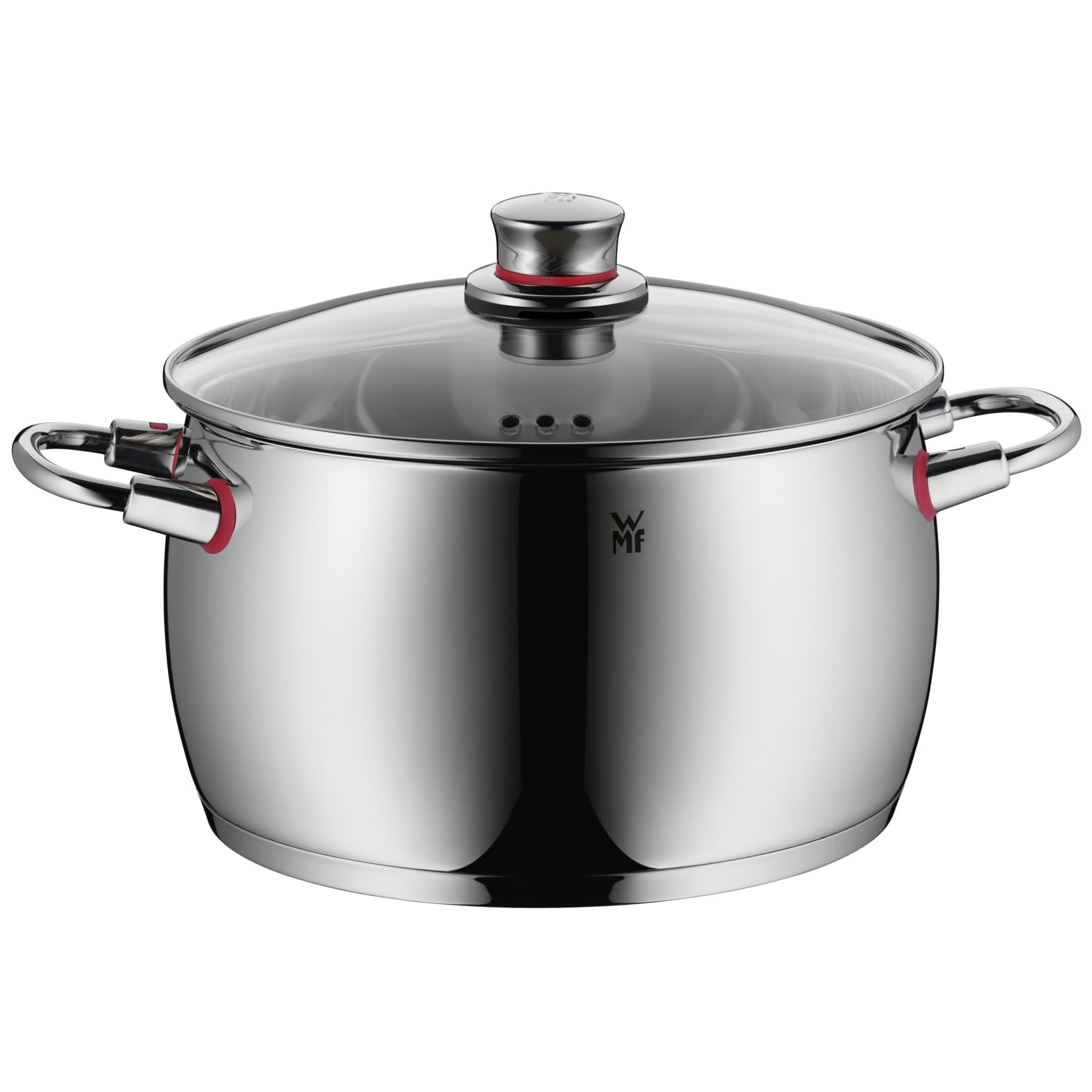 WMF Quality One Topfset Induktion 5-teilig, Kochtopf Set mit Glasdeckel, Cromargan Edelstahl poliert, Induktions Töpfe Set unbeschichtet, Dampföffnung, für alle Herdarten geeignet