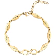 JewelOra Custom Engraved 1-8 Names Bracelet for Mother, Personalized Infinity Link Bracelet for Women Customized Infinity Adjustable Chain Charm Bracelet