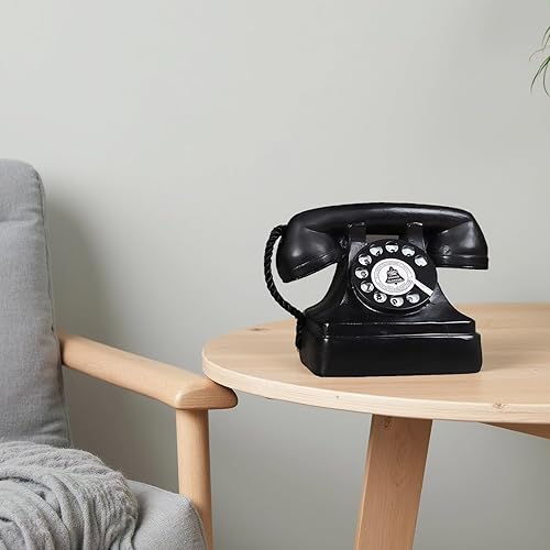 Miniatura 2 de Black Retro Phone Tinplate Model, Dial Decor
