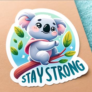 Motivational Koala Laptop Wall Car Window Bumper Sticker - Inspirational Koala with Stay Strong Text, Perfect for Trucks and Water Bottles - Waterproof and Durable Vinyl Decal 4