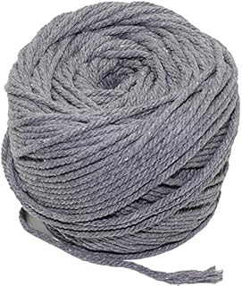 AILINDA 328 Feet 3 Ply Natural Cotton Macrame Rope Cord 3mm Twisted Cord Macrame Supplies For Wall Hanging Plant Hanger Craft Making Knitting (3mm, Grey)