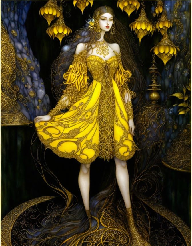 Affiches sur toile Enchanteresse jaune SERENDIPITP pour habiller un mur vide sans encombrer
