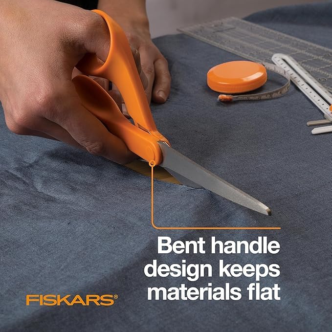 Fiskars 8" Original Orange-Handled Stainless Steel Scissors, Ergonomic and Keeps Material Flat, Sharp All-Purpose Paper and Fabric Scissors for Office, Arts, and Crafts image 2