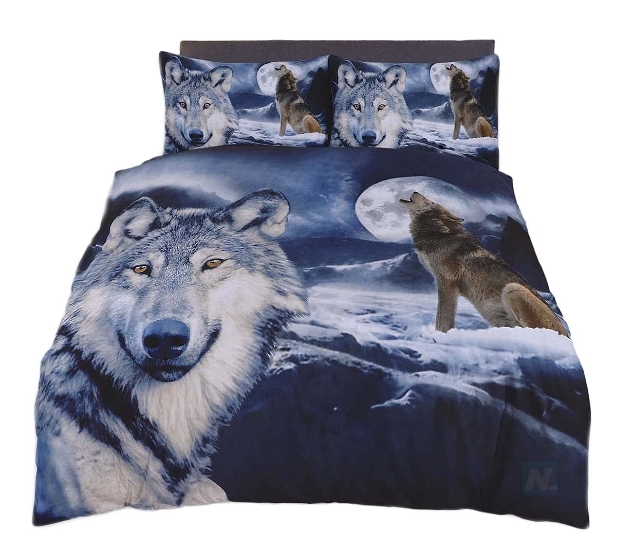 Northern Luxe Wolf Northernluxe - 3D Duvet Cover Set Animal Effect For Children's And Adults Printed Quilt Bedding Set With Pillow Cases (, Double)
