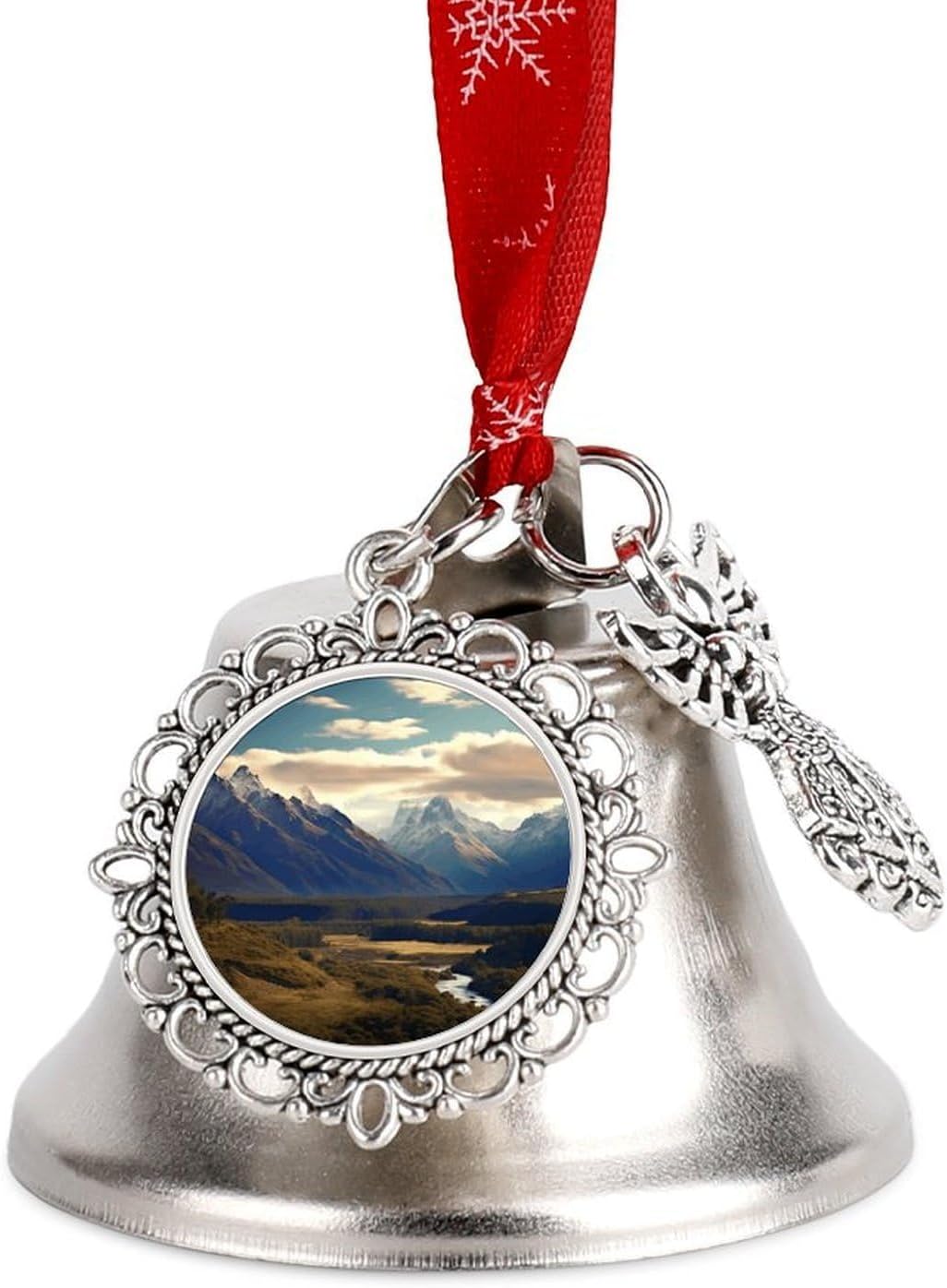 Metal Iron Christmas Bell Ornaments - Cute Personalized Cook National Park Landscape Printed Hanging Bells, Elegant & Durable for Christmas Home Party Wedding Decor