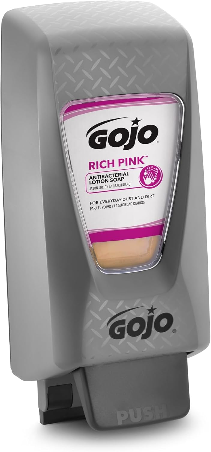 GOJO RICH PINK Antibacterial Lotion Soap Floral Balsam Fragrance, 5000 mL Lotion Hand Soap Refill PRO TDX Push-Style Dispenser (Pack of 2) - 7520-02