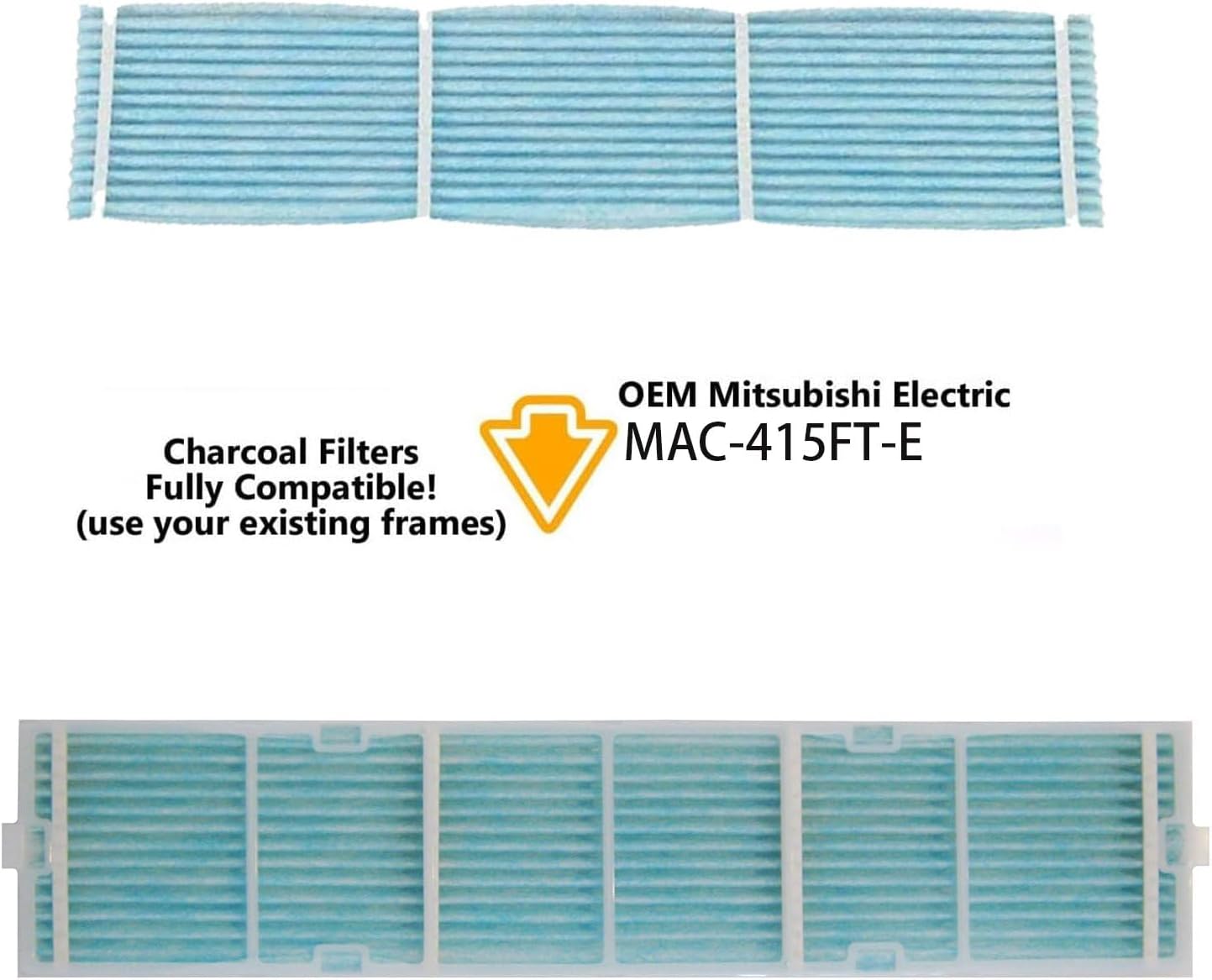 4Pack Filter Compatible with Mitsubishi Electric MAC-1415FT-E - Anti Allergy Enzyme Air Conditioner Filter - No Frames
