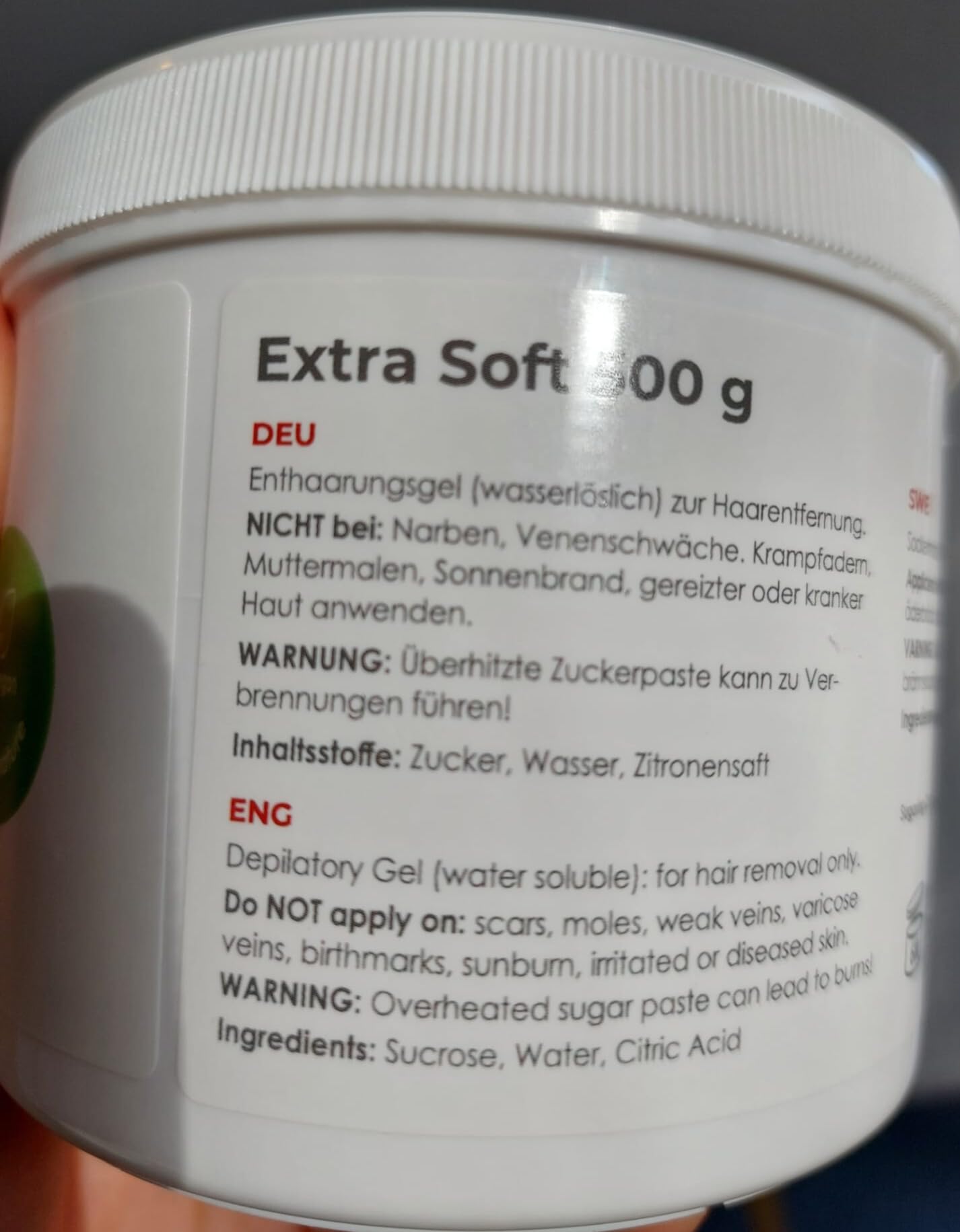 Sugaring Pâte à sucre, 100 % végétalienne, pour épilation douce et indolore, pour une peau lisse et soyeuse, jusqu'à 4 semaines, pour hommes et femmes, 500 g, extra douce)